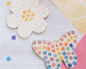 Crafty You Crafty Me: Flower & Butterfly mosaic kit, children's craft kit, adults mosaic kit, craft gift for her, Made in UK