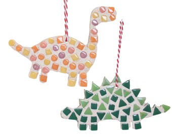 Crafty You Crafty Me: Pair of dinosaurs mosaic kit, make your own mosaic, craft gift for kids, childrens craft kits, Made in UK