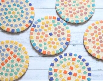 Mosaic coaster kit, Family craft kit, beginners mosaic kit, diy grandparent gift,  group craft, Party craft kit, school holiday activities,