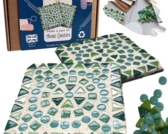 Crafty You Crafty Me - Mosaic Coaster Craft Kits for Adults (Green), Craft Gifts, Made in UK