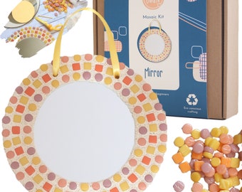 Crafty You Crafty Me: Mosaic Mirror Kit in Yellow, Beginner mosaic kit, childrens craft kit, Craft gift for mum, Made in UK