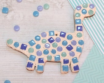 Crafty You Crafty Me: Dinosaur mosaic craft kit, children's mosaic kit, craft gift for kids, beginners mosaic kit, blue, Made in UK