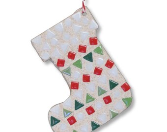 Crafty You Crafty Me: Stocking Mosaic Kit, Christmas craft kit, DIY Christmas decoration, children's festive craft, Made in UK