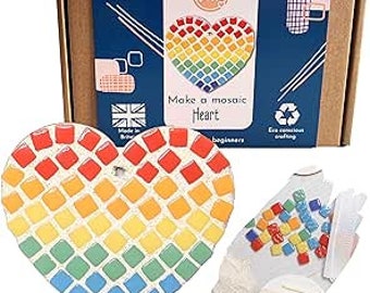 Crafty You Crafty Me: Rainbow Mosaic Heart Kit, Beginners mosaic kit, craft kits for kids, Mosaic craft kit, pride gift, Made in UK