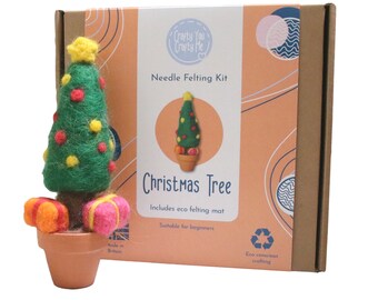 Christmas tree needle felting kit, felting kit for beginners, christmas craft kit for adults, festive felting kit, christmas craft gift,