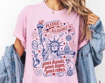 Comfort Colors® Pledge Allegiance Shirt, Patriotic Graphic Tee for Music Lovers, 4th of July Team Vibes