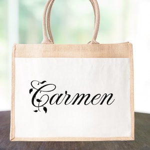 Personalized Proposal Bags, Beach Tote Bag with Name, Monogram Burlap Bags, Bachelorette Party Gift, Bridesmaid Tote