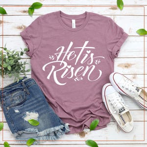 Women&#39;s Easter Shirt, He Is Risen Shirt, Christian Shirts, Easter Family Shirt, Easter Bunny Shirt, Gift For Easter, Christian Easter Shirt