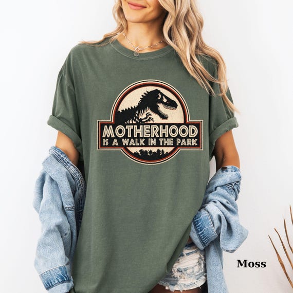 Comfort Colors®Motherhood Is A Walk In The Park, Mother's Day Gift, Funny Mom Shirt, Jurassic Style Shirt, Mom T-Shirt