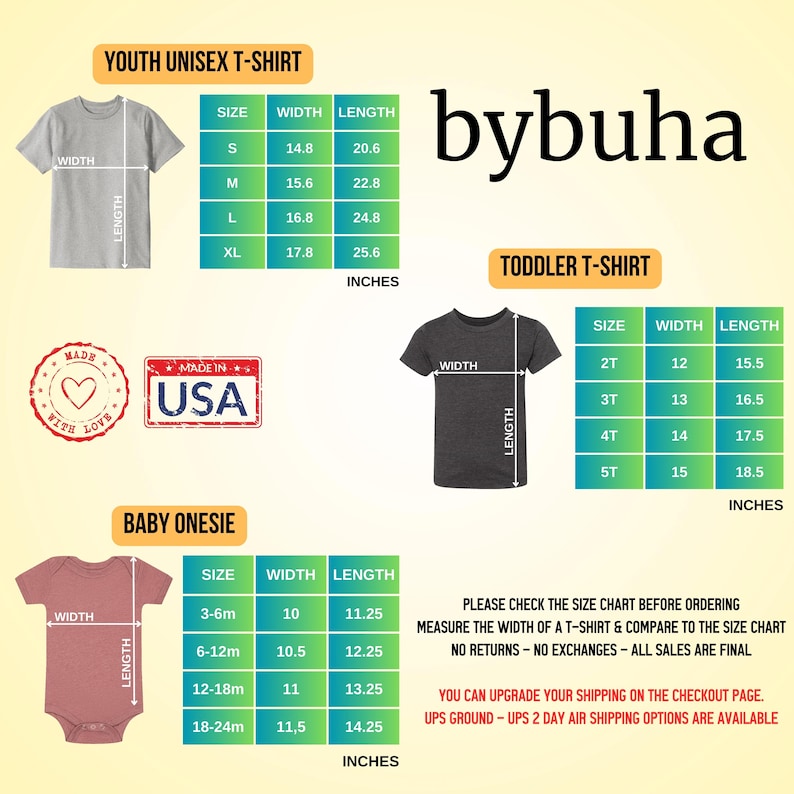 a baby boy's bodysuit and shirt sizes chart