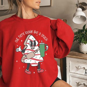 Funny Christmas Tree Cake Sweatshirt: Boujee Holiday Sweater