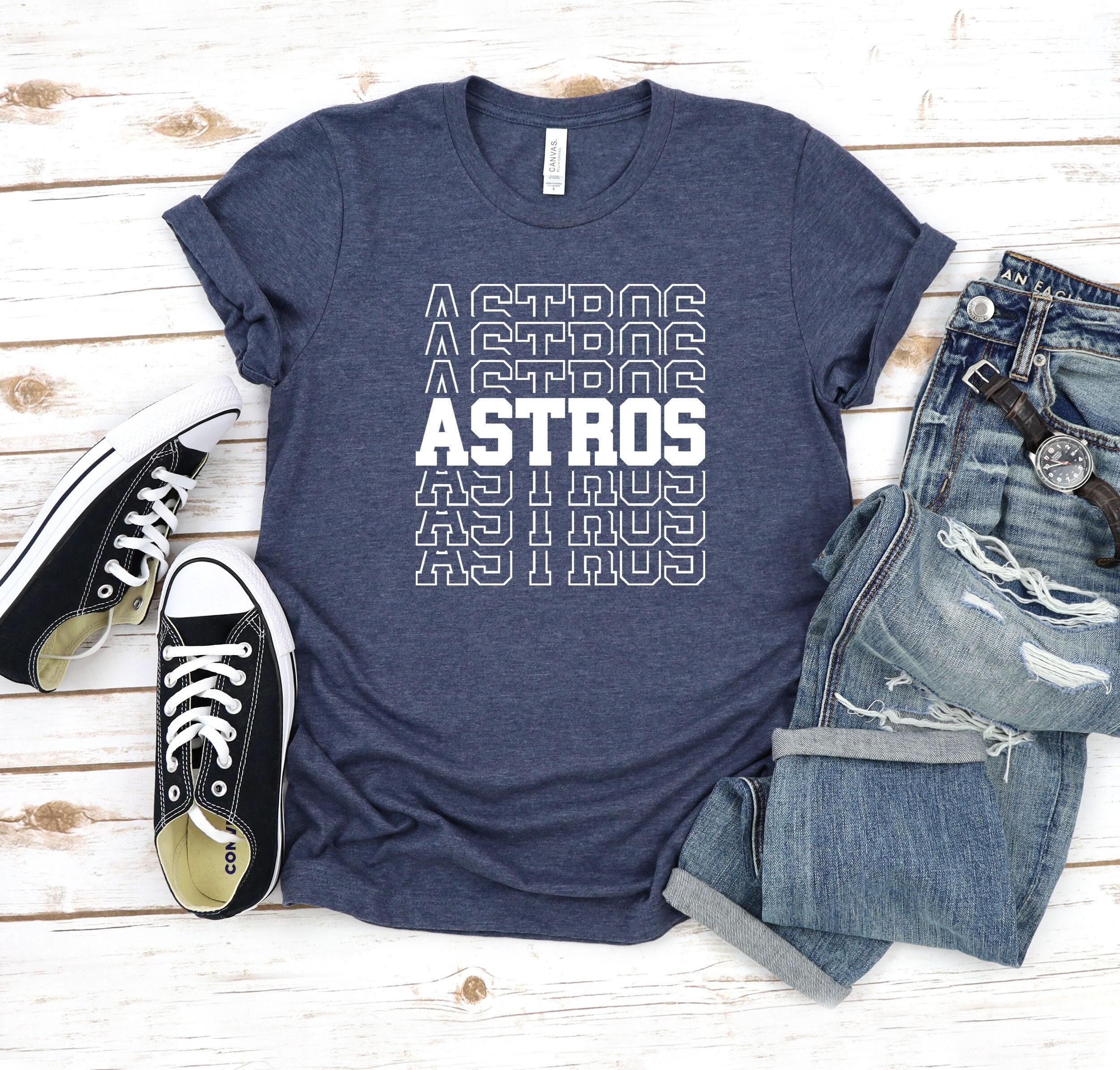 Houston Astros Butterfly Flower T-Shirt For Women - Personalized