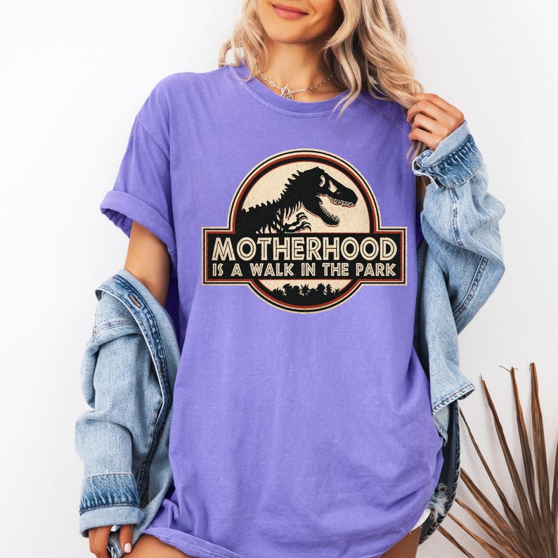 Comfort Colors®Motherhood Is A Walk In The Park, Mother's Day Gift, Funny Mom Shirt, Jurassic Style Shirt, Mom T-Shirt image 18