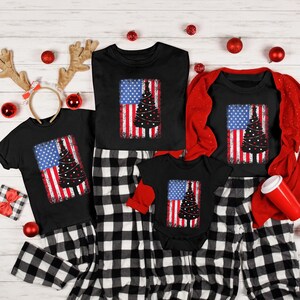 Christmas Tree American Flag Family Shirt, Xmas American Flag Shirt, Christmas USA Flag Tree T-shirt, American Flag Christmas, Holiday Shirt