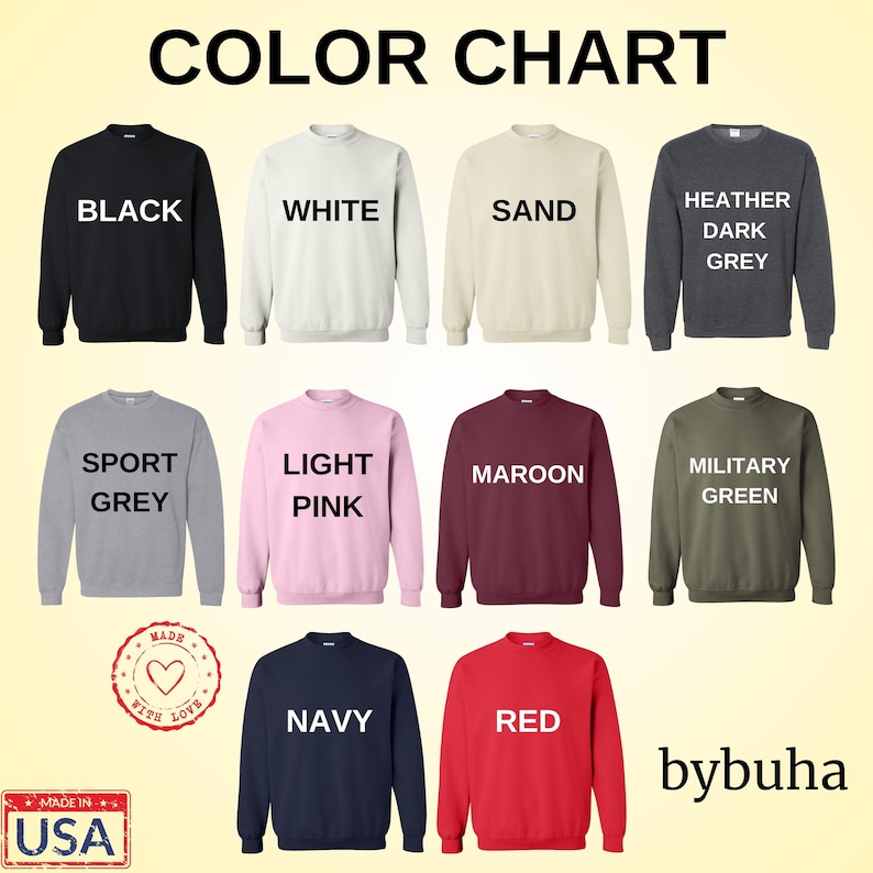 a group of sweaters that say color chart