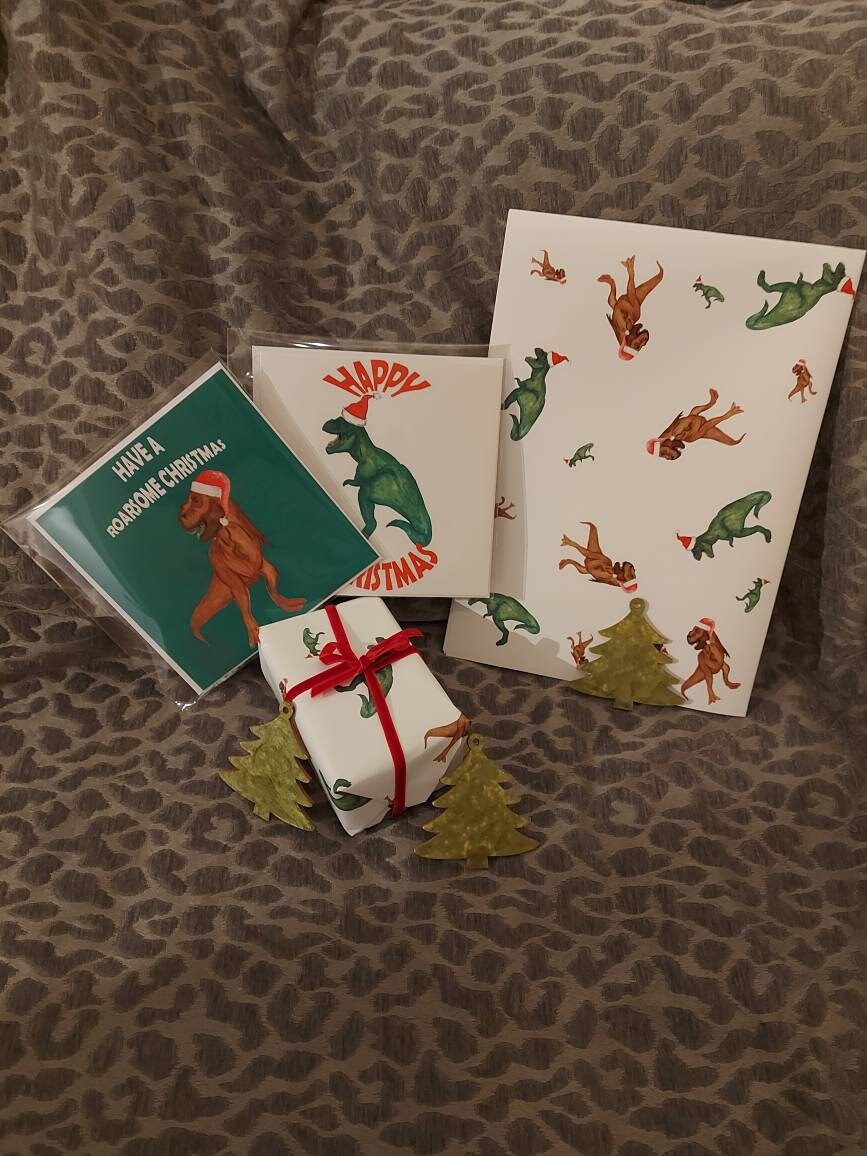 Dinosaur Christmas Wrapping Paper Etsy UK