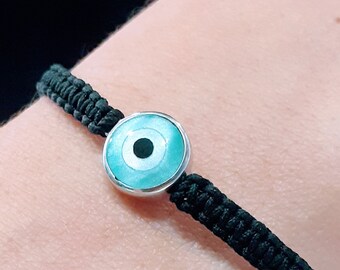 Pulsera de mal de ojo Pulsera unisex Plata de ley hecha a mano 925 Pulsera de protección de oro chapado Regalo para todos