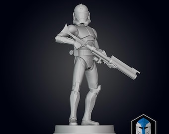 Clone trooper - Phase 2 - Animated style  - Star Wars - Statue - Bust - 1/6 scale - 3d printed