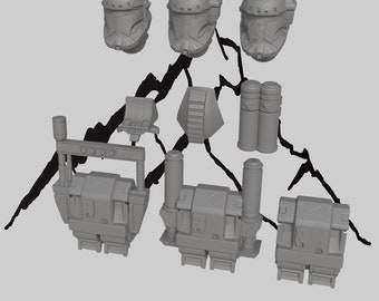 Pack de accesorios de Comando Clon - Guerras Clon - Miniaturas - Star Wars - Impresión 3D