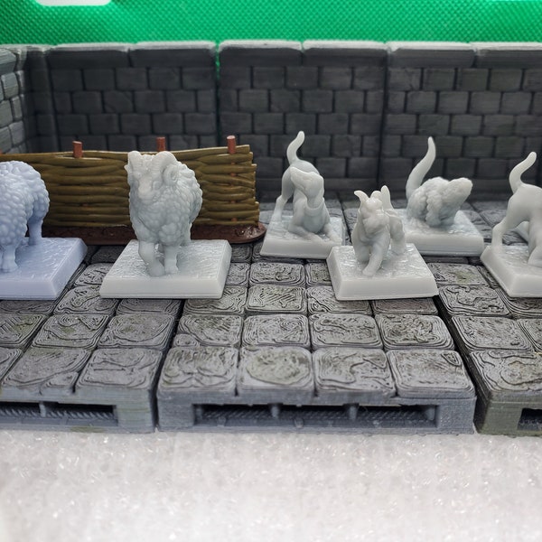 Sheep, Dogs, and Rats - 28mm - Dungeons and Dragons - Pathfinder - Resin 3d printed