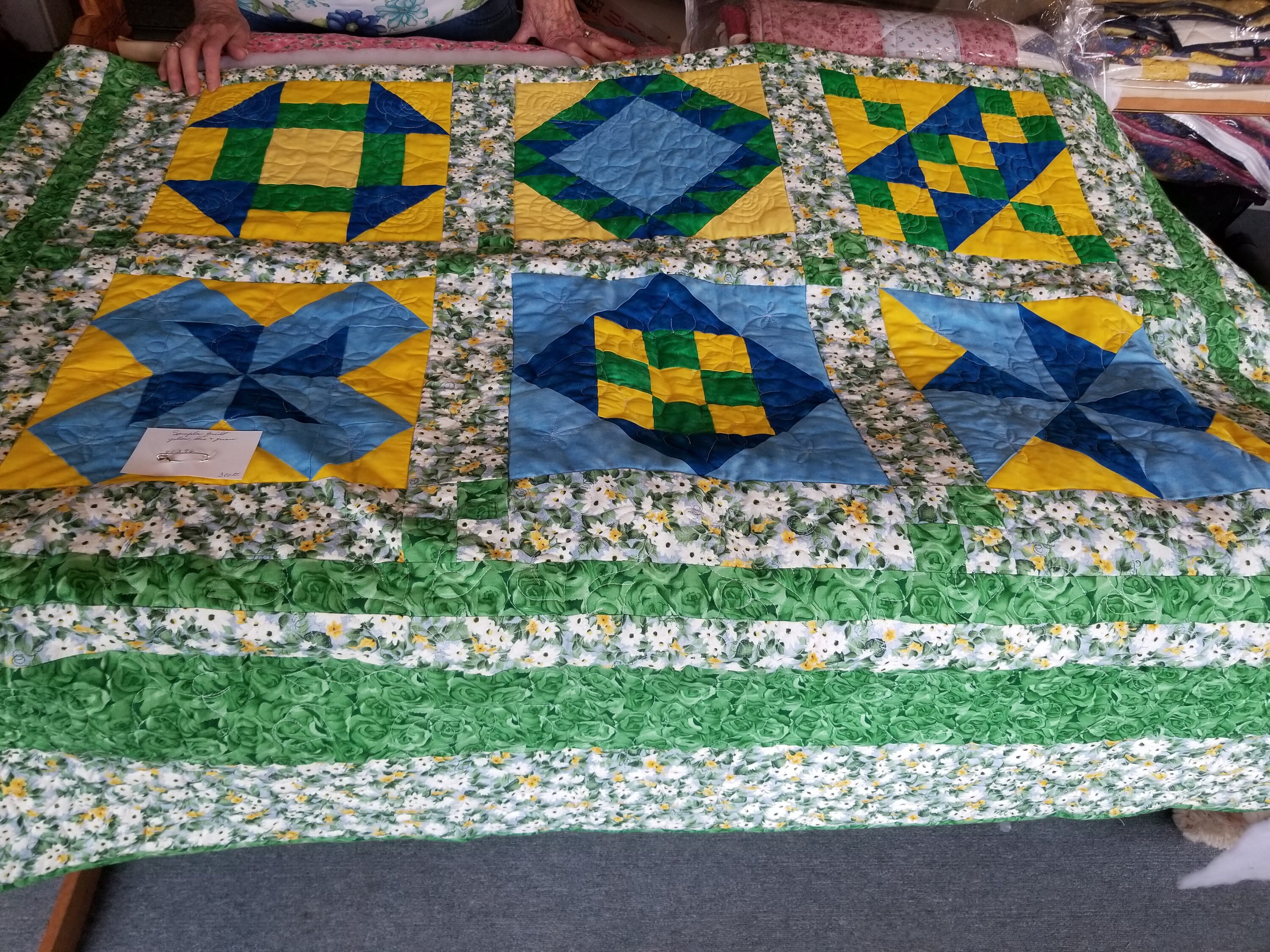 Sampler Quilt Yellow Blue Green Etsy