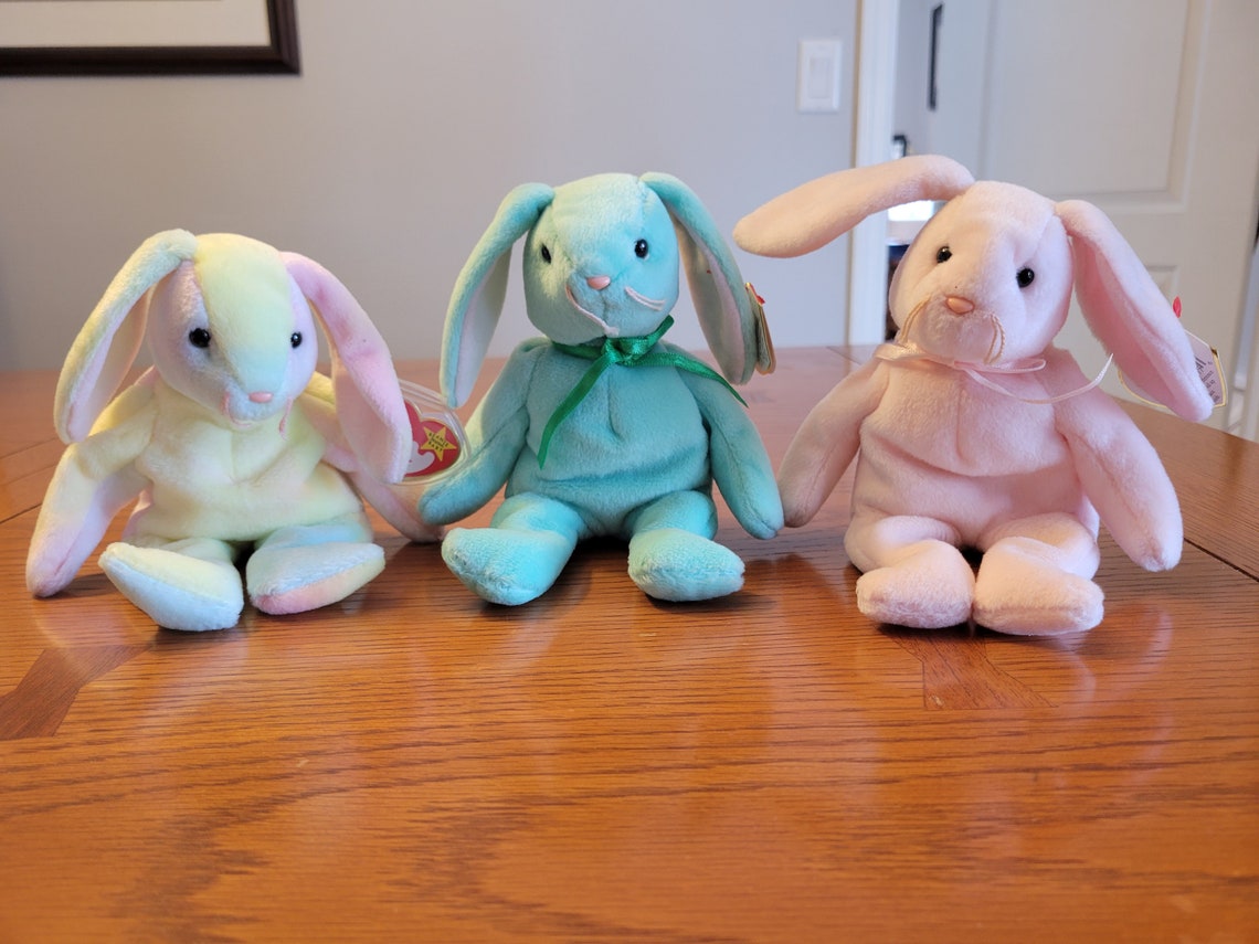 Colorful Easter Bunny Beanie Babies Etsy