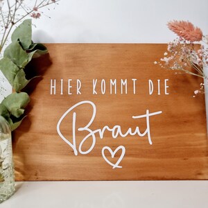 Aufkleber Hier kommt die Braut DIY Hochzeitsdekoration Blumenmädchenschild Bild 2