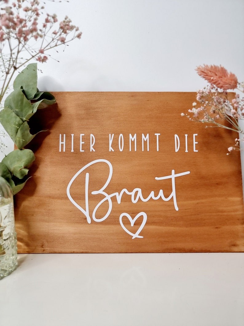 Aufkleber Hier kommt die Braut DIY Hochzeitsdekoration Blumenmädchenschild Bild 2