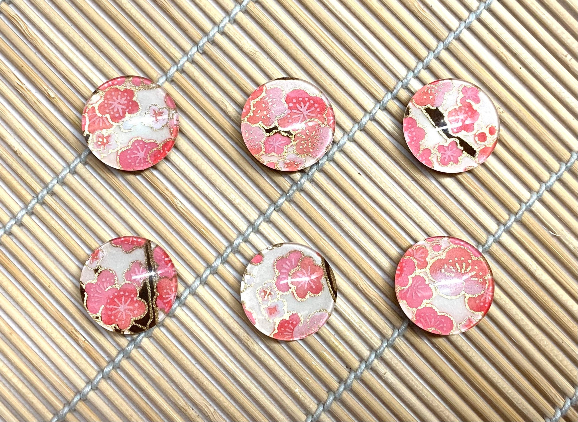 Set of 6 Round Glass Dome Cherry Blossom Pink Tones/ Etsy