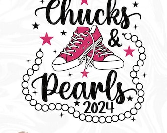 Chucks and Pearls 2024 SVG, Kamala Harris,Madam Vice President,Chucks and Pearls Svg for Girl Funny T-shirt,Cut File for Cricut,Png,Jpeg,Eps