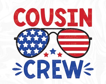 Cousin Crew Svg, 4th of July Crew, America Love USA Fourth of July Kids Svg, Png Patriotic Independence Day Kids Shirt Design Svg for Cricut