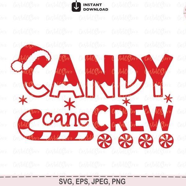 Candy Cane Crew Svg, Png, Merry Christmas, Christmas Svg, Candy Cane Svg, Girls Boys Kids Toddler Christmas Shirt Svg Files for Cricut