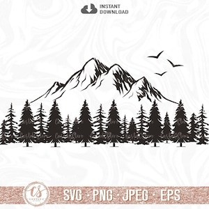 Mountain svg, Mountain and Forest svg, Camping Outdoors Adventure svg, Pine Trees svg, Hunting svg, Digital File Png, Jpeg, Eps