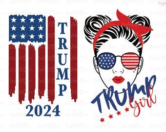 Trump 2024 SVG, Trump Flag Svg, America Flag Svg, Women For Trump, Trump Girl Svg, Republican Svg, Donald Trump 2024 Svg Files for Cricut.