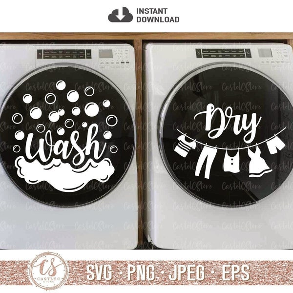 Wash dry svg, Washer Dryer svg, Wash and dry Sign, Wäsche Svg, Wäsche svg Datei für Cricut, Digital Download Png, Jpeg, Eps