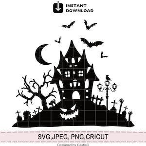 Halloween Castle Svg, Haunted House svg, Halloween png, Halloween cut file for cricut