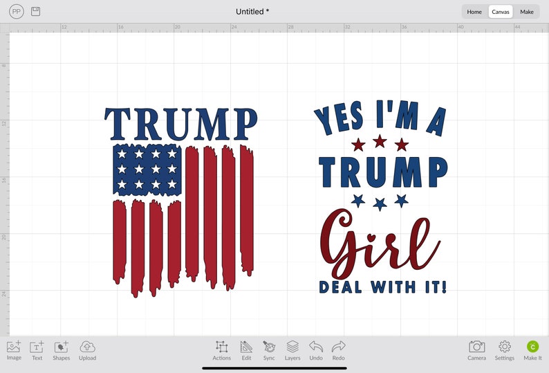 May include: A digital design featuring two images. The first image is a red, white, and blue American flag with the word "TRUMP" above it. The second image is a blue text graphic that says "YES I'M A TRUMP GIRL DEAL WITH IT!" with three red stars above the word "TRUMP" and three red stars below the word "TRUMP".