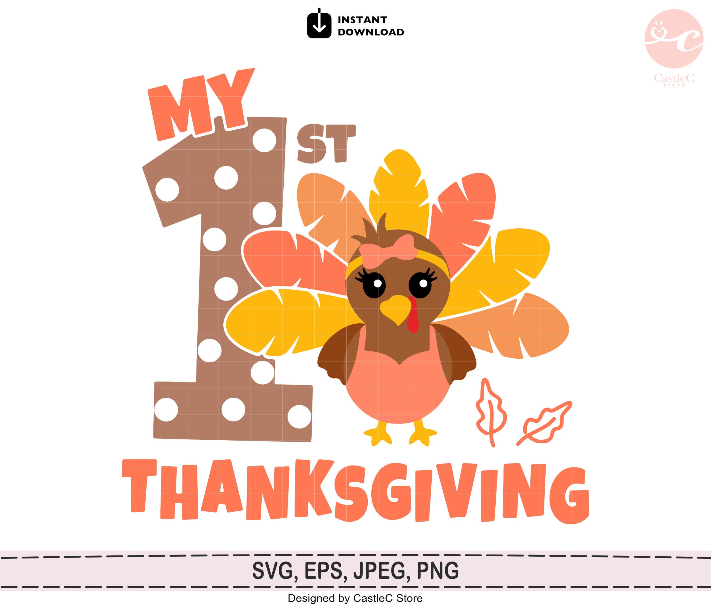 My 1st Thanksgiving Svg Girls Thanksgiving Svg Turkey Girl - Etsy