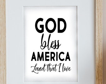 Patriotic Wall Art: God Bless America Print (Digital Download)
