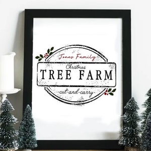 CUSTOM Christmas Farmhouse Print | Holiday Decor | Minimalist Wall Art | Farmhouse | Christmas Tree | USA Decor | Home Decor Printable |