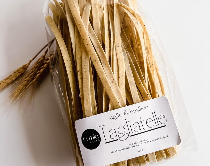 Vegan-Friendly Garlic and Basil Tagliatelle Pasta - Pasta Gift - Fresh - Homemade - Small Business - Italian