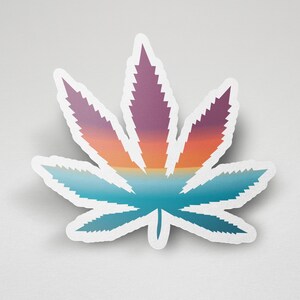 Pot Leaf Vinyl Stickers, Sunset Decal - Rolling Tray Sticker, Marijuanna Accessory  - Gifts for Friends, Stoner Gifts