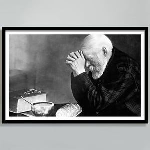 Eric Enstrom Grace Print, Man Praying Over Bread, Christian Wall Art, Digital Download
