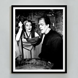 The Munsters Movie Poster, Horror Print, Black and White, Vintage Wall Art, Printable Halloween Wall Art, 90s Home Decor, Digital Download