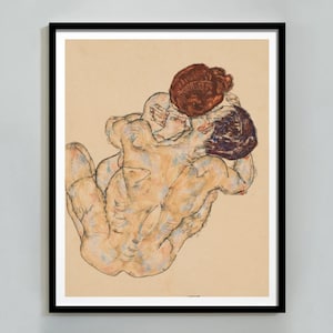 Egon Schiele Print Poster Liebhaber Mann und Frau 1914 Schiele Kunstdruck Schiele Poster Kunst Hauseinweihung Geschenk Original Berühmte Gemälde Leinwand