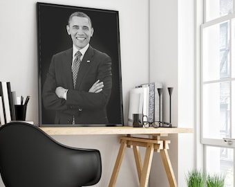 Barack Obama Poster, Black And White, Barack Obama Print, Barack Obama Art, Barack Obama Photo, Barack Obama Canvas, Barack Obama Gifts
