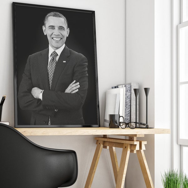 Barack Obama Poster, Black And White, Barack Obama Print, Barack Obama Art, Barack Obama Photo, Barack Obama Canvas, Barack Obama Gifts