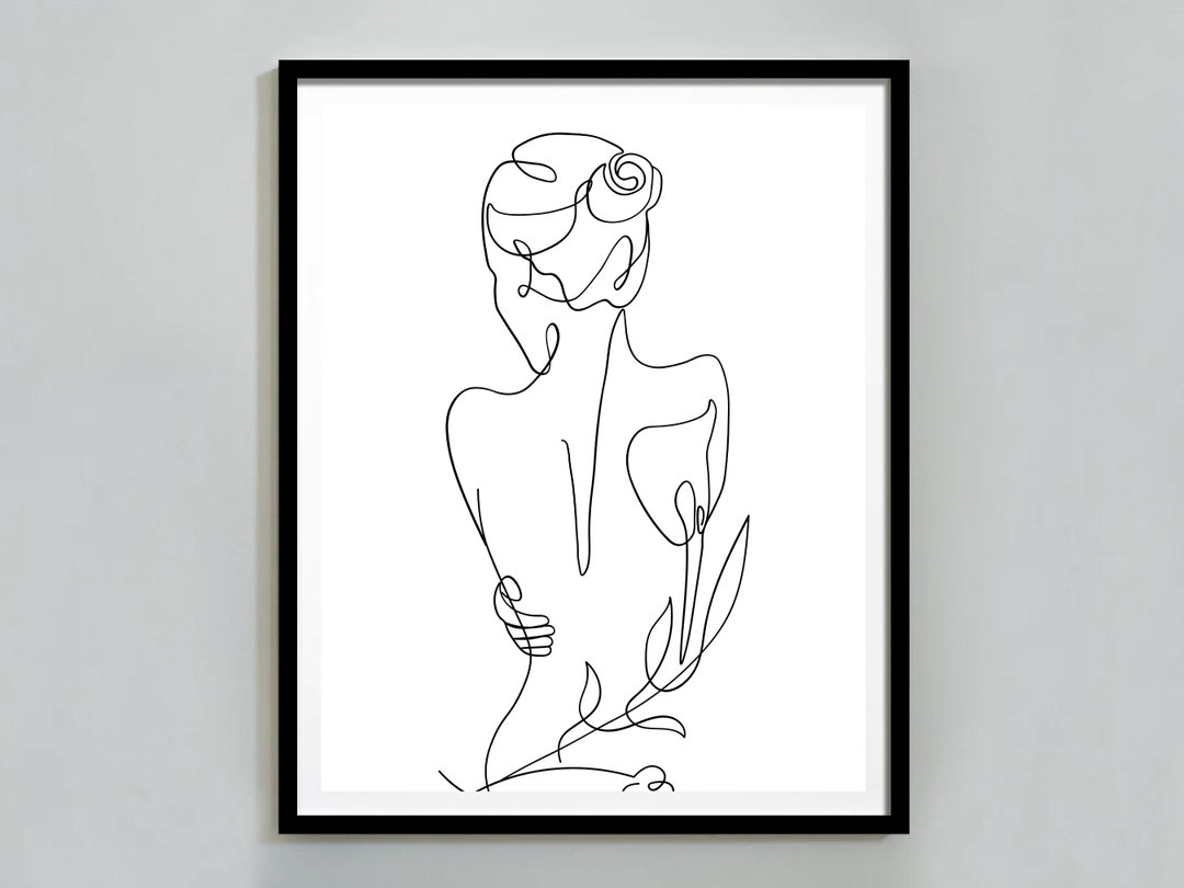 Woman Line Art Print, Minimalist Wall Decor, Woman Line Drawing ...