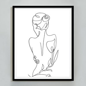 Woman Line Art Print, Minimalist Wall Decor, Woman Line Drawing, Feminist Art Print, Female Body Line Art, Printable Wall Art, One Line Art