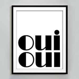 Bathroom Print, Oui Oui Poster, Black White, French Art Print, Scandinavian Design, Oui Oui Poster, Salle De Bain, Wall Decor, Digital Print